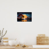 Poster Couple regardant le soleil au bord du lac (Cuisine)