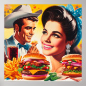 Poster Couple rétro de fast-food (Devant)