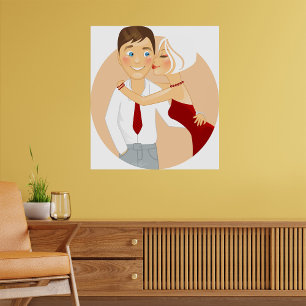 Poster Couple Romantique Baiser Amour Mignon