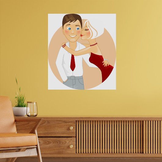 Poster Couple Romantique Baiser Amour Mignon