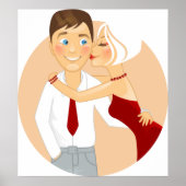 Poster Couple Romantique Baiser Amour Mignon (Devant)