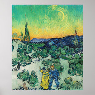 Poster Couple romantique de Van Gogh se promenant sous la