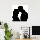 POSTER COUPLE ROMANTIQUE SILHOUETTE (Bureau à domicile)