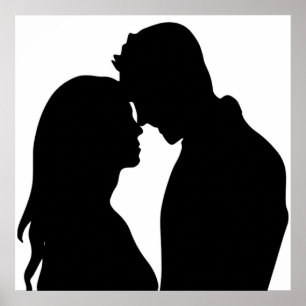 POSTER COUPLE ROMANTIQUE SILHOUETTE
