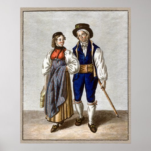 Poster Couple suisse traditionnel d'Oberhasli, Berne (Devant)