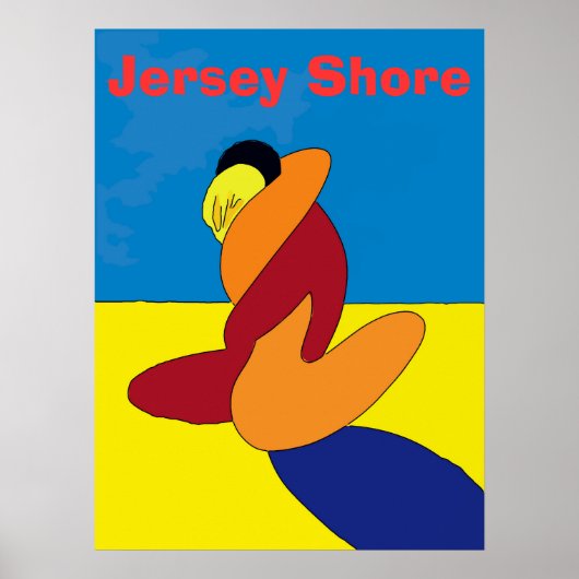 Poster Couple sur Jersey Shore Beach Abstrait (Devant)
