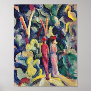 Poster Couple sur le chemin forestier par August Macke