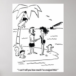 Poster Couple sur une île déserte avec beaucoup d'enfants