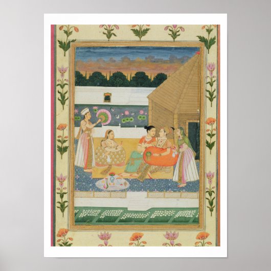 Poster Couple sur une terrasse au coucher du soleil, du S (Devant)