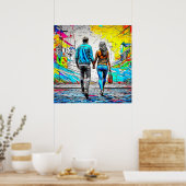 Poster Couple tenant les mains Urban Graffiti Art (Cuisine)