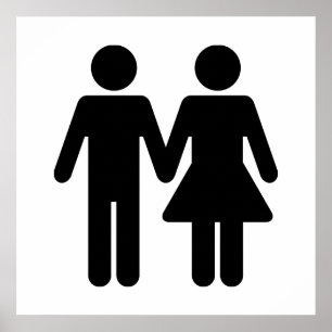 Poster Couple toilettes Style - Noir