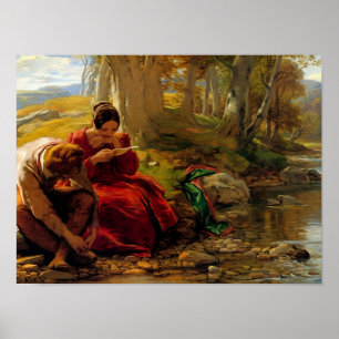 Poster Couple Victorien au bord de la rivière Peinture
