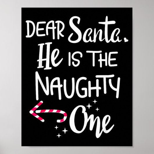 Poster Couples Christmas Santa He Is The Naughty One Funn (Devant)