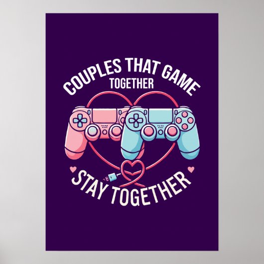 Poster Couples Qui Jouent Ensemble - Gaming Coupe Amateur (Devant)