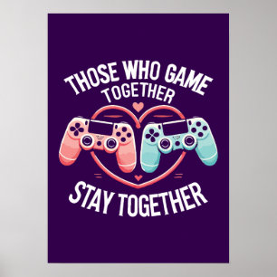 Poster Couples Qui Jouent Ensemble - Gaming Coupe Amateur