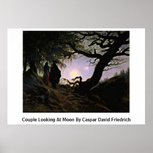 Poster Couples regardant la lune par Caspar David