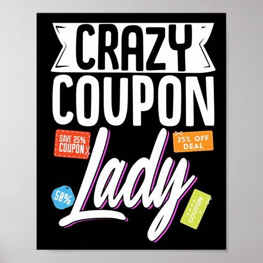 Poster Couponer Couponer Crazy Coupon dame (Devant)