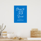 Poster Coups de coeur bleu à 55 ans fête d'anniversaire B (Cuisine)