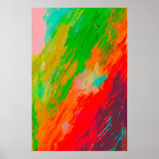 Poster Coups de pinceau multicolores abstraits vintage