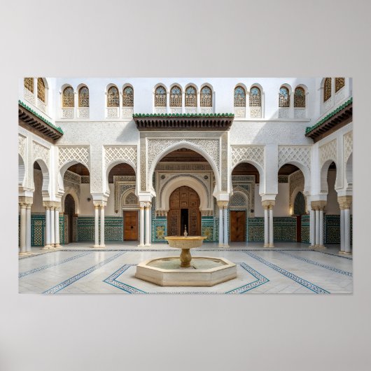 Poster Cour de palais marocain avec fontaine (Devant)