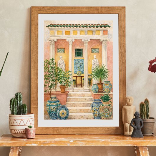 Poster Cour de villa italienne avec colonnes classiques