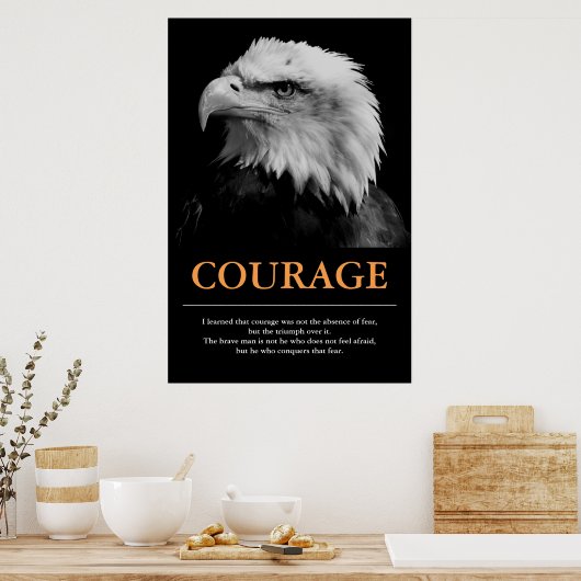 Poster Courage Aigle noir blanc Inspiration motivationnel (Cuisine)