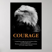 Poster Courage Aigle noir blanc Inspiration motivationnel (Devant)