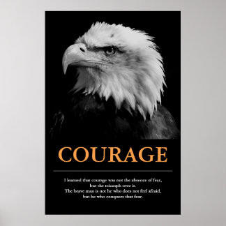 Poster Courage Aigle noir blanc Inspiration motivationnel