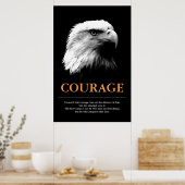 Poster Courage Aigle noir blanc Inspiration motivationnel (Cuisine)