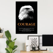 Poster Courage Aigle noir blanc Inspiration motivationnel (Bureau à domicile)