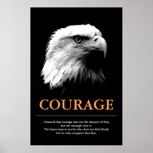 Poster Courage Aigle noir blanc Inspiration motivationnel