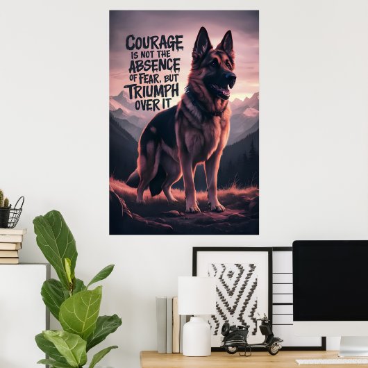 Poster Courage berger allemand au coucher du soleil (Bureau à domicile)