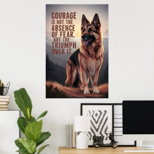 Poster Courage berger allemand au coucher du soleil