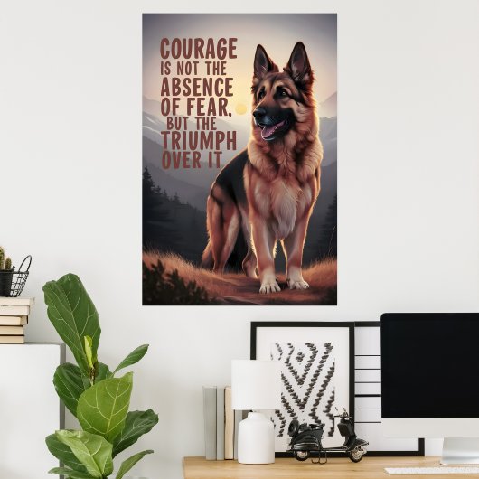 Poster Courage berger allemand au coucher du soleil (Bureau à domicile)