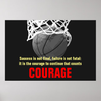 Poster Courage de succès Basketball Inspiration