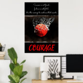 Poster Courage de succès Basketball Inspiration (Bureau à domicile)