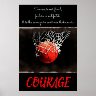 Poster Courage de succès Basketball Inspiration