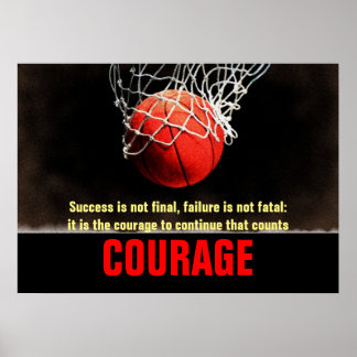 Poster Courage de succès Basketball Inspiration