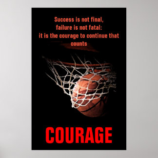Poster Courage de succès Basketball Inspiration