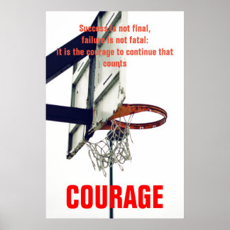 Poster Courage de succès Basketball Inspiration