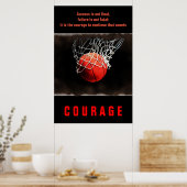 Poster Courage de succès Basketball Inspiration (Cuisine)