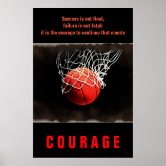 Poster Courage de succès Basketball Inspiration