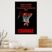Poster Courage de succès Basketball Inspiration (Cuisine)
