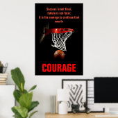 Poster Courage de succès Basketball Inspiration (Bureau à domicile)
