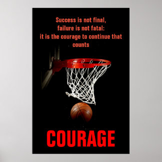 Poster Courage de succès Basketball Inspiration