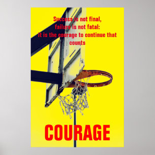 Poster Courage de succès Basketball Inspiration