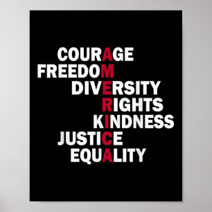 Poster Courage Liberté Diversité Droits Gentillesse Justi