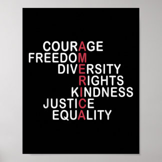 Poster Courage Liberté Diversité Droits Gentillesse Justi