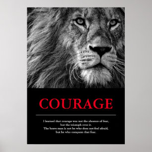 Poster Courage Lion Motivationnel Inspiration