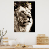 Poster Courage Motivationnel tendance Lion Sepia Brown (Cuisine)